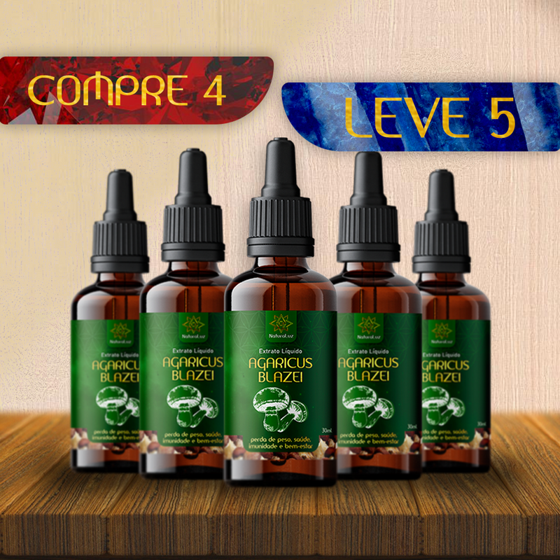 Compre 4 e Leve 5 - AGARICUS BLAZEI - Extrato Cogumelo Funcional