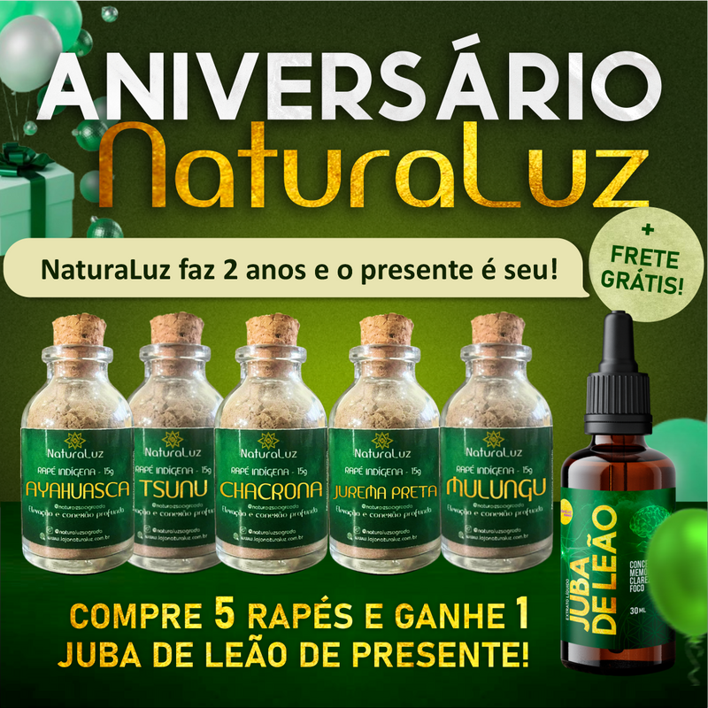 COMPRE 5 RAPÉS e Ganhe 1 Juba de Leão (Brinde) - Medicina Indígena do Acrê