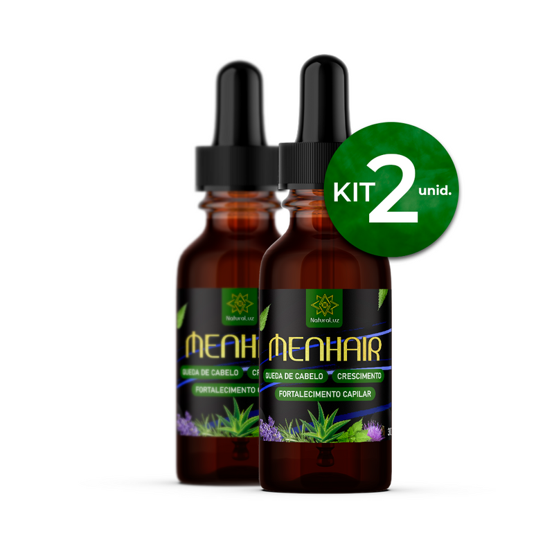 MENHAIR - Anti-queda Natural, Crescimento Cabelo e Barba - KIT 02 Und. (Dura 40 Dias)