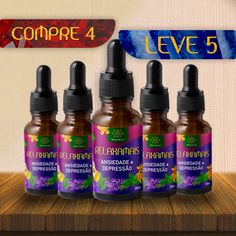 COMPRE 4 e LEVE 5 - RELAXAMAIS - Ansiedade e Depressão - Extrato Natural de Plantas